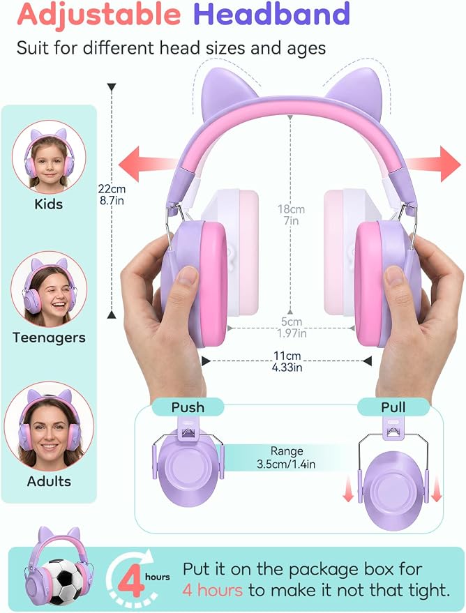 Dr.meter Kids Ear Protection Ear Muffs: 32dB SNR Noise Cancelling Headphones for Kids, Adjustable Noise Reduction Hearing Protection for Autism Sensory, Fireworks, Concert w/Fun Stickers