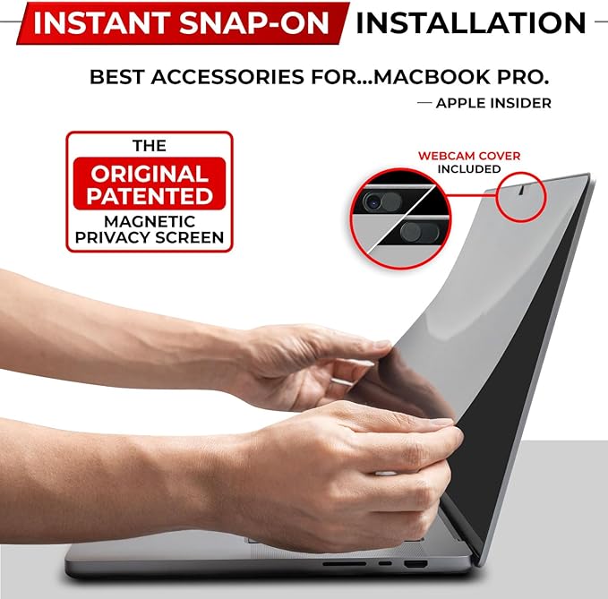 Magnetic Privacy Screen for MacBook Air 13 Inch (2018, 2019, 2020, 2021, M1) Patented Removable Laptop Privacy Filter Shield and Protector