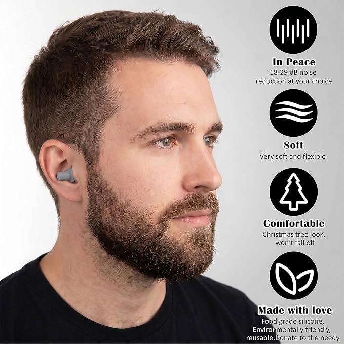 24 Pairs Grey Ear Plugs Bulk NRR 29dB Reusable Silicone Ear Plugs with Plastic Cases Soft Foam Plug for Sleeping Noise Cancelling Concerts Shooting Swimming Noise Reduction