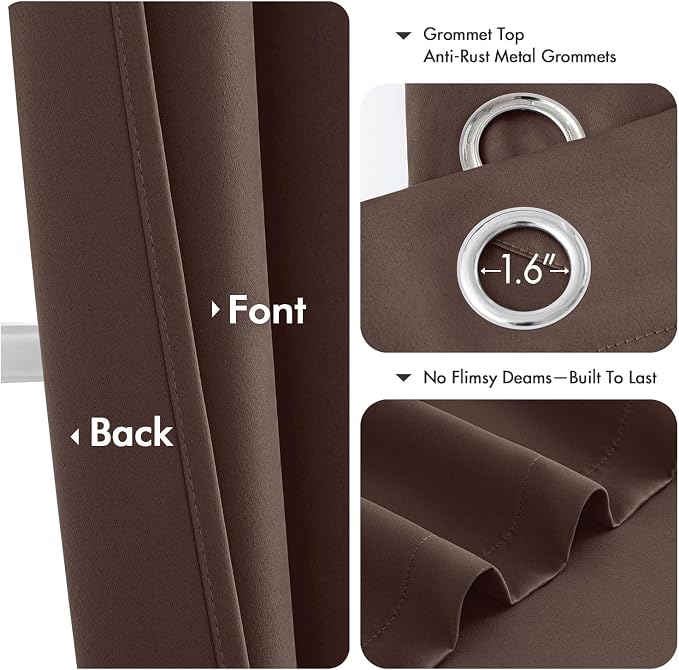 MIULEE Blackout Curtains for Bedroom Living Room 2 Panels, Thermal Insulated Room Darkening Drapes Grommet Noise Reducing Light Blocking Window Treatments 84 Inches Long 40x84 Inch Dark Brown
