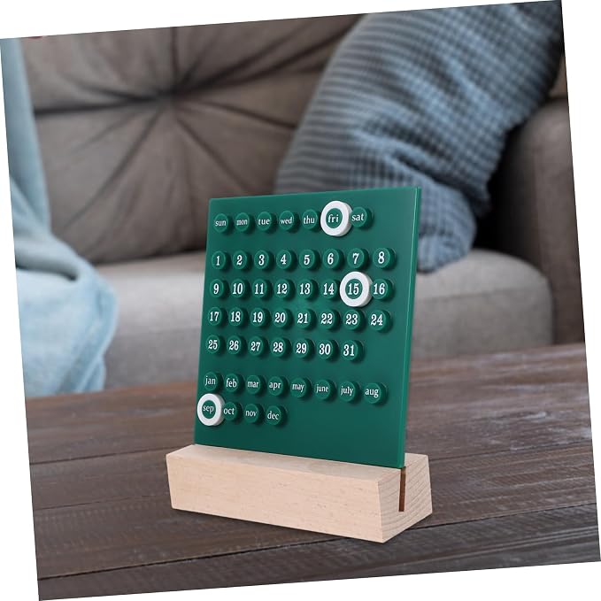 Kawaii Perpetual Desk Calendar with Date Display Cute Acrylic Home Office Decoration Manual Flip Calendar for Teachers and Classroom Decor Green