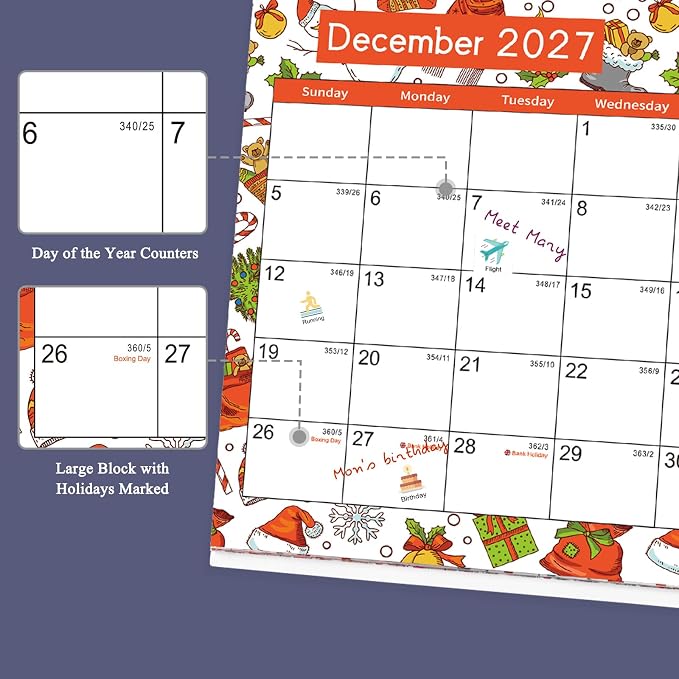 Desk Calendar 2026-2027, Monthly Desktop Calendar(Jul. 2026 - Dec. 2027, 10" x 8.25"), Standing Flip Calendar with Thick Paper, Academic Year Standing Desk Calendar with Planner Stickers