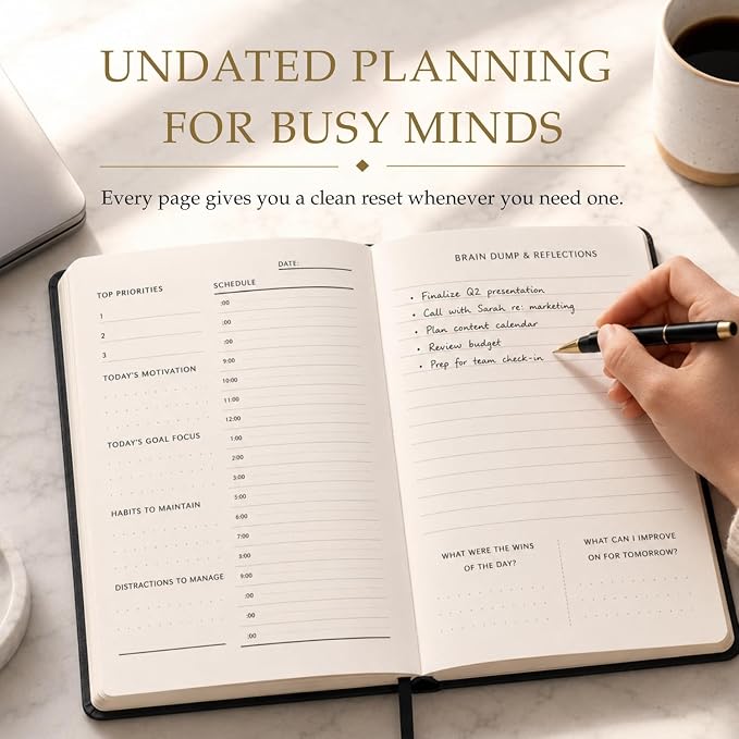 The Advanced Productivity Planner – Undated Daily, Weekly & Monthly Planning System with Time Blocking, Goal Setting & Habit Tracking. Toolkit to Maximize Focus and Take Control of Your Time | A5 (Green)