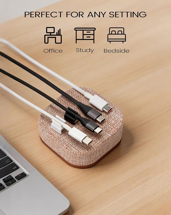 Magnetic Cord Holder, Cable Organizer with 5 Magnetic Clips for Desk & Nightstand Cable Management, Practical Charging Accessory for Home, Office & Gift Giving