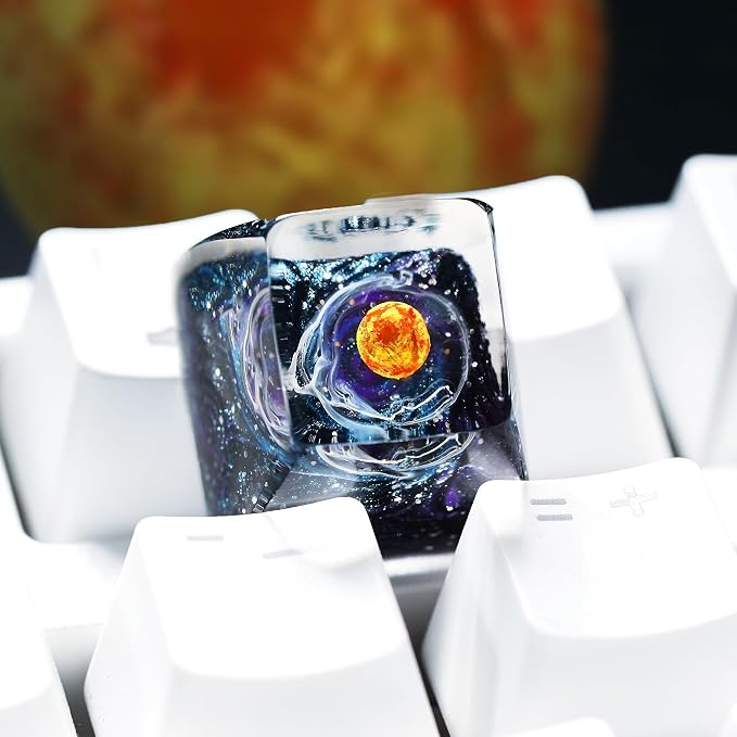 Sun Artisan Keycap Solar System Planet - 1U ESC, R1 SA Profile Custom Handmade Resin Cherry MX Switch Key Cap Mechanical Keyboard, Cool Tech Gifts for Men, Dad, Father, Gamer, Space Lover