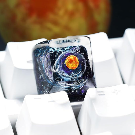 Sun Artisan Keycap Solar System Planet - 1U ESC, R1 SA Profile Custom Handmade Resin Cherry MX Switch Key Cap Mechanical Keyboard, Cool Tech Gifts for Men, Dad, Father, Gamer, Space Lover