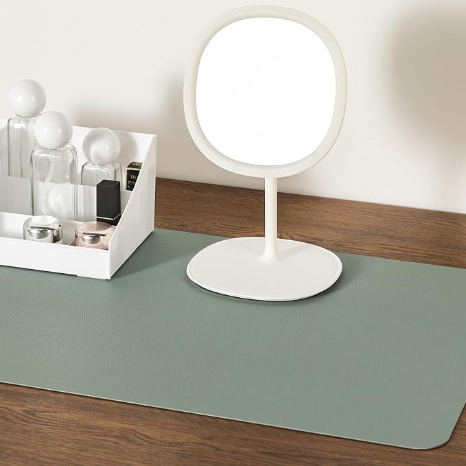 Dual Sided Desk Pad Faux Leather Desk Mat Large Mouse Pad | Desk Pad Protector Non-Slip Waterproof Desk Mouse Pad for Writing Desk, Office, Home(Sage Green Gray 35.4"X17")