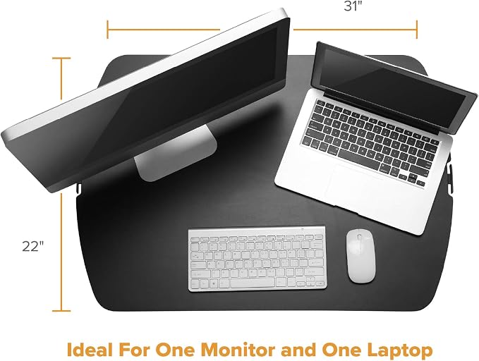 Bostitch Office Sit Stand Desk Converter, Height Adjustable Workstation Riser, Includes Wireless Charging Pad, Black (STND-3122BK)