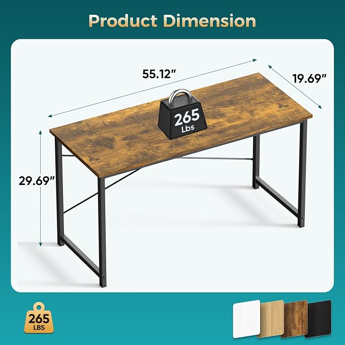 OLIXIS 40 Inch Computer Office Desk for Small Spaces, Writing Gaming Work Desk Modern Study Table with Storage Bag & Headphone Hook Home Bedroom, Rustic Brown