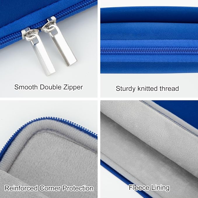 Laptop Sleeve Bag Compatible with 15.6 inches HP Lenovo Asus Acer with Zipper Accessory Pocket Padded Computer Pouch Cover Shockproof Protective for 15.6” Laptop,Blue