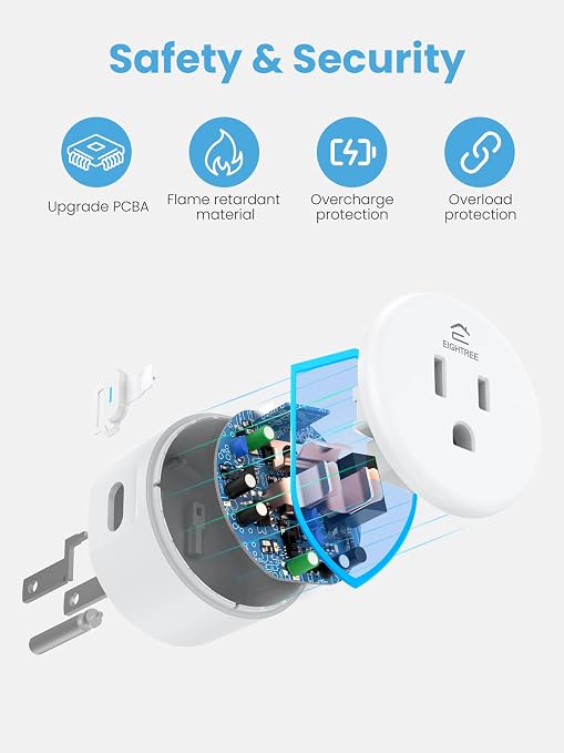 EIGHTREE Smart Plug 5GHz& 2.4GHz, 15A WiFi Smart Outlet Compatible with Alexa & Google Home, Smart Home WiFi Plug with Remote Control, Timer Outlet with Schedule, 2 Packs