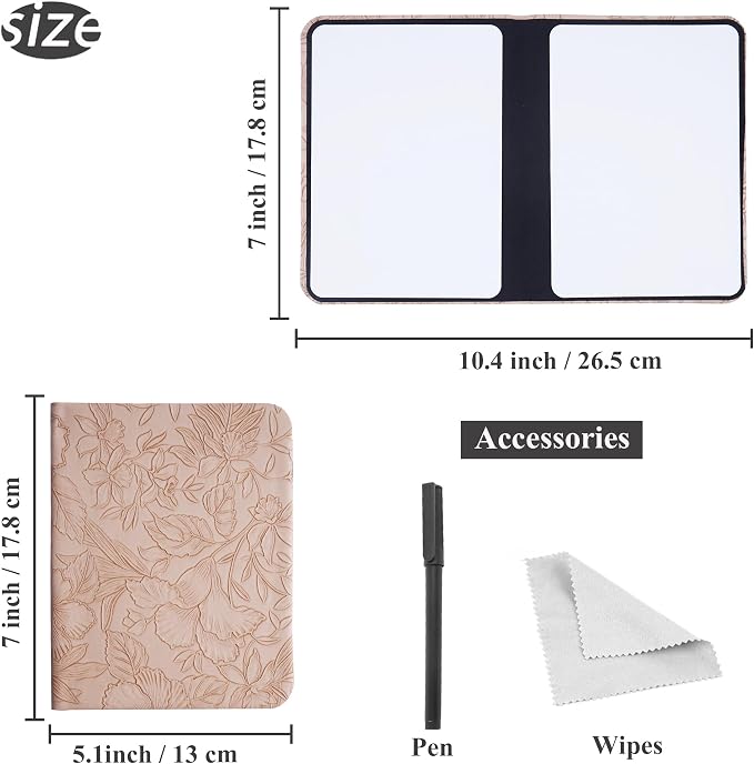 Portable Small White Board Dry Erase Board, Reusable 9.5 * 6.6in Notebook Memo, Office Home Supplies Desk Accessories(1-Carved Apricot)