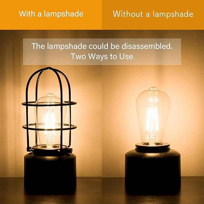 Haian Support 𝗦𝗺𝗮𝗹𝗹 𝗧𝗼𝘂𝗰𝗵 𝗧𝗮𝗯𝗹𝗲 𝗟𝗮𝗺𝗽 for Small Spaces - 3 Way Dimmable Industrial Bedside Lamp - Steampunk Antique Nightstand Desk for Bedroom, Living Room (Bulb Included)