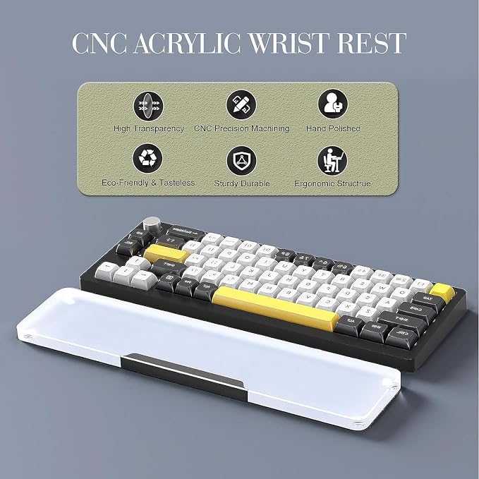 Acrylic Keyboard Wrist Rest Pro- TENKEYLESS 80% Keyboard- Mechanical Keyboards Ergonomic Palm Rest for Computer Keyboard,Anti-Slip Base,Wrist Pad for Laptop,Office & Home-Easy Typing,Black