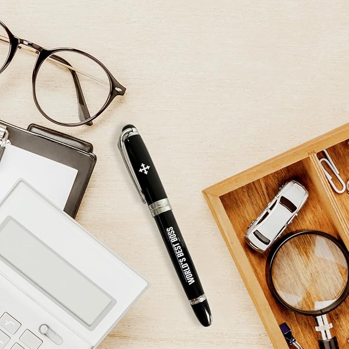 SUSZDOU Engraved Pen for Boss – “World’s Best Boss”, Roller Ball & Ballpoint Pen, Appreciation Gift, Office & Business Gift for Director or Coworkers