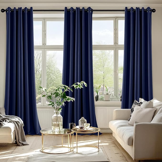 MIULEE Blackout Curtains for Bedroom Living Room 2 Panels, Thermal Insulated Room Darkening Drapes Grommet Noise Reducing Light Blocking Window Treatments 96 Inches Long 40x96 Inch Navy Blue