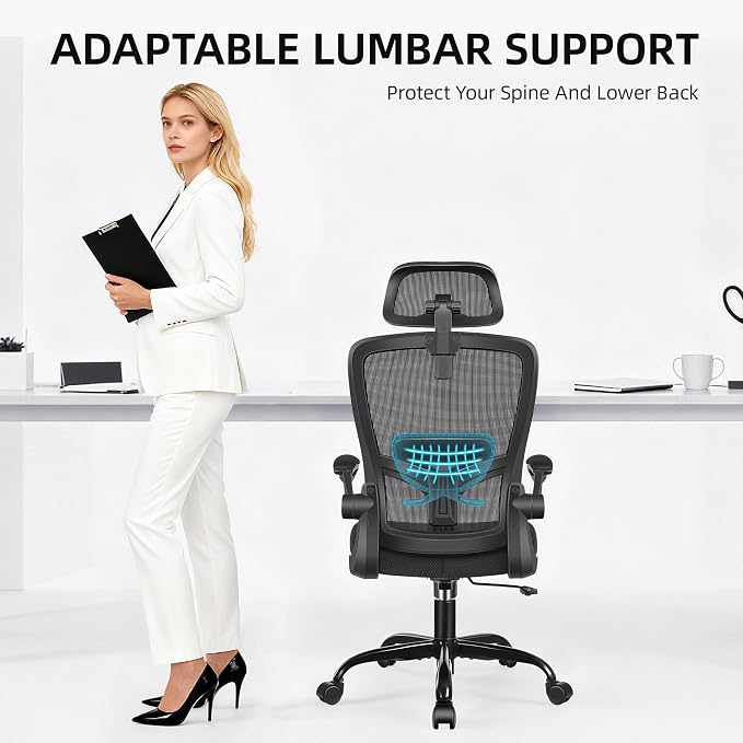 FelixKing Office Chair, Desk Chair with Adjustable Lumbar Support, Ergonomic Computer Chair with High Back and Armrest, Adjustable Height Gaming Chair Home Office Swivel Chair(Black)