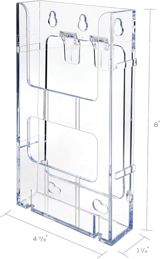 Deflecto® Lit Loc® Interlocking Leaflet Literature Display, 8" H x 4 3/8" W x 1 1/4" D, Clear