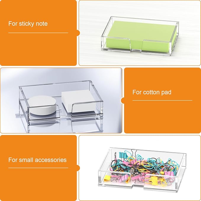 BEEGO Sticky Note Organizer - 4x6 in Crystal Clear Acrylic Notepad Holder & Dispenser for Dorm Room Office Desk Organization