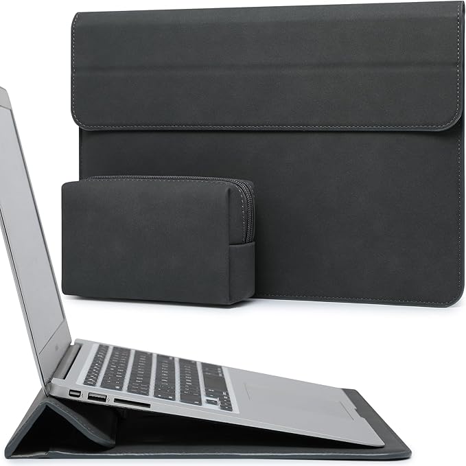 HYZUO 13 Inch Laptop Case Sleeve with Stand for 2026-2018 MacBook Air 13 M5 M4 M3 M2 M1, 2026 13" MacBook Neo, 2026-2016 MacBook Pro 13 M2 M1, iPad Pro/Air 13, Surface Pro 12-3, XPS 13, Space Gray