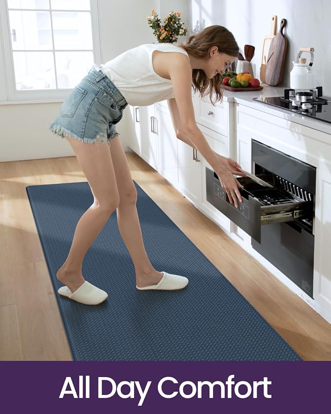 DEXI Kitchen Floor Mats Cushioned Anti Fatigue, 23x86, Large Long Standing Runner Rug Waterproof, Comfort Memory Foam Padded for Front Sink Laundry, Navy