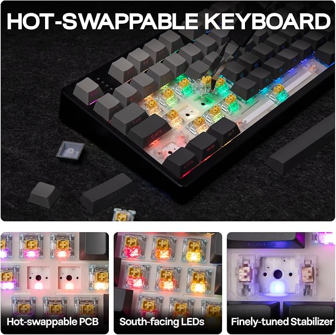 EPOMAKER TH108 Full Size Mechanical Keyboard, Wireless Gaming Keyboard with 8000mAh Battery, Creamy Gasket, 108 Keys, Hot Swap, Custom Driver, RGB Backlight (Black, Sea Salt Silent)