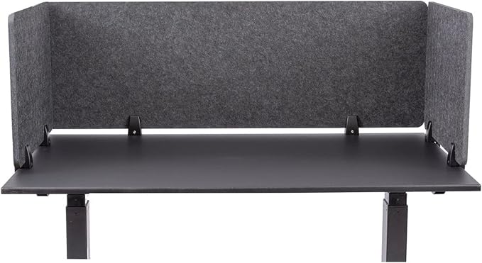 Stand Up Desk Store ReFocus Raw Clamp-On Acoustic Desk Divider Mounted Privacy Panel to Reduce Noise and Visual Distractions (Anthracite Gray, 47.25" x 16")