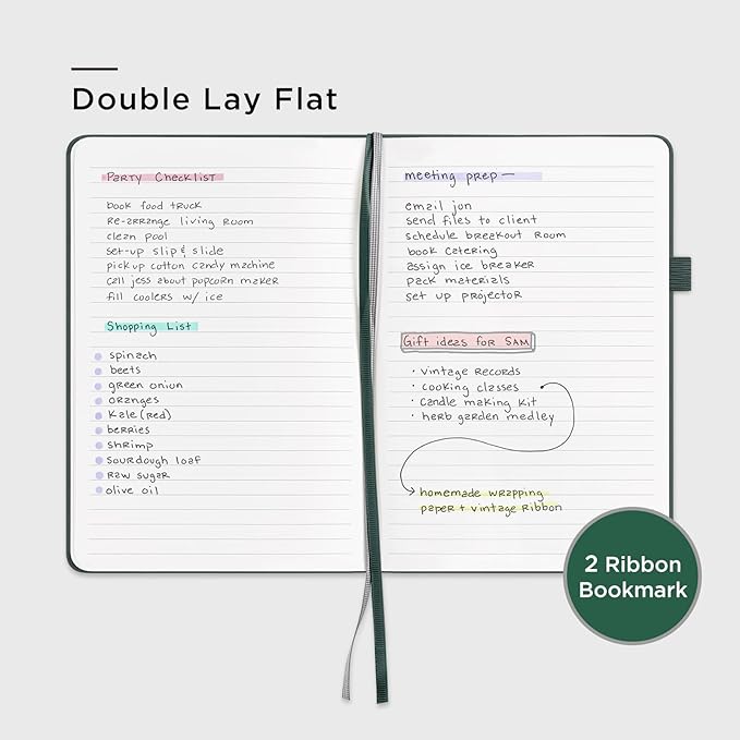 &And Per Se 10-Pack Lined Notebooks, A5 Hardcover, 160 Pages 100gsm Thick Paper, Office Supply Bulk Order, Corporate New Hire Kits, Breakroom Essentials – College Ruled, 10 Units (Green)