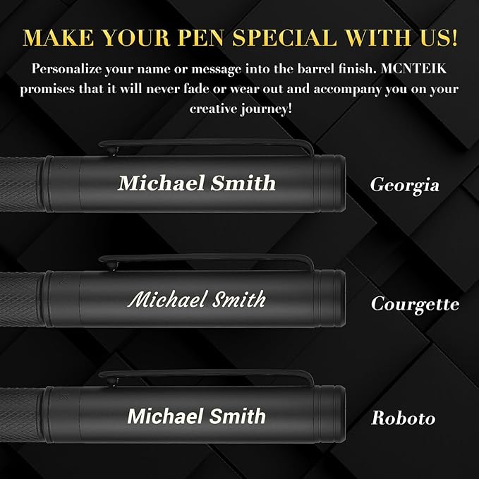 Personalized Matte Black Forest Rollerball Pen, Luxury Pen with Schmidt Black Ink Refill, Fancy Pen Gift Set for Men & Women, Business Signature, Executive, Office, Nice Fancy Designer Pens