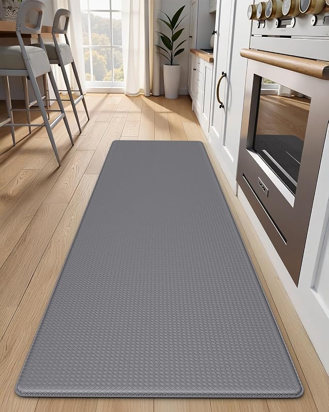 Kitchen Mats for Floor, Extra Long Anti-Fatigue Kitchen Rug, Grey | Cushioned Comfort,Non-Slip Backing,Waterproof Surface,Soft Underfoot,Easy Clean,Kitchen Sink,Laundry Room,Standing Desk