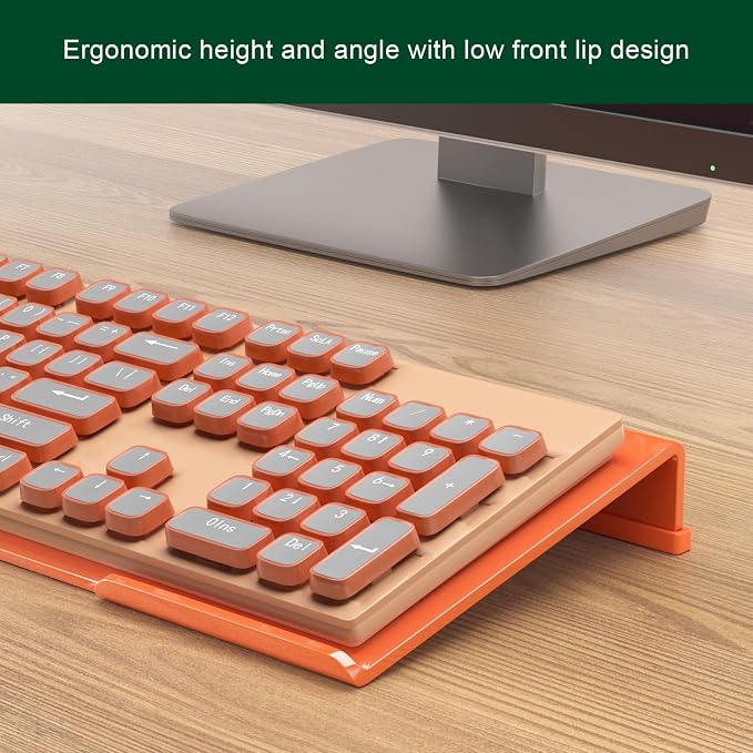 Computer Keyboard Stand Holder - Ergonomic Acrylic Keyboard Stand for Desktop Comfortable Keyboard Tray Riser with Silicone Anti-Slip Strip for Home School Office Desk Accessory, Orange