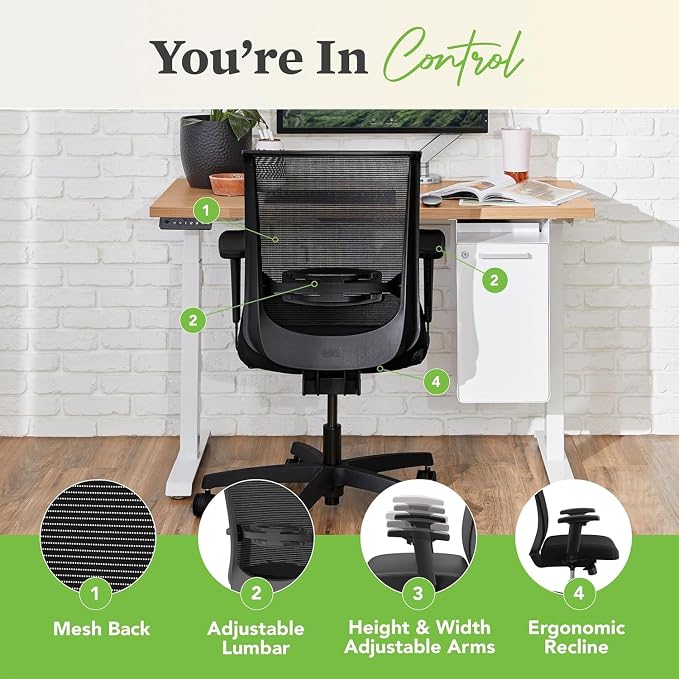 HON Convergence Ergonomic Office Chair with Mesh Back, Adjustable Arms, Lumbar Support, Synchro‑Tilt Desk Chair with Wheels for Home Office or Computer Use, Black Frame, Ruby