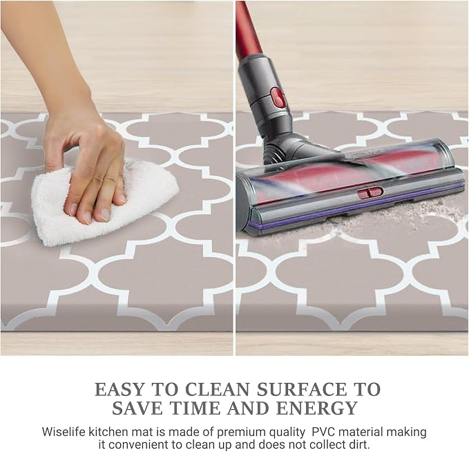 WISELIFE Kitchen Runner Rugs Anti-Fatigue mats,17.3"x 39",Non Slip Waterproof Ergonomic Comfort Mat for Kitchen, Floor Home, Office, Sink, Laundry,Khaki