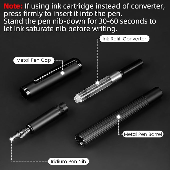 JINHAO Fountain Pen Medium Nib, Includes Ink Cartridges & Converter, Perfect Weight, Optimal Flow, No Skips