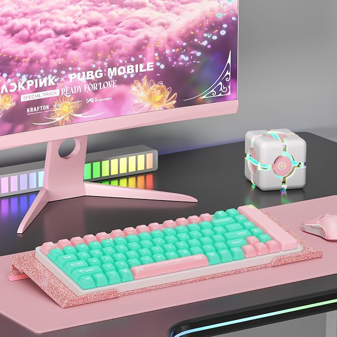 Ergonomic Computer Keyboard Stand - Adjustable Keyboard Riser Tilt Glitter Rose Gold Acrylic Keyboard Tray Non-Slip Elevated Typing Key Board Holder Lift for Home Office Desk Accessories