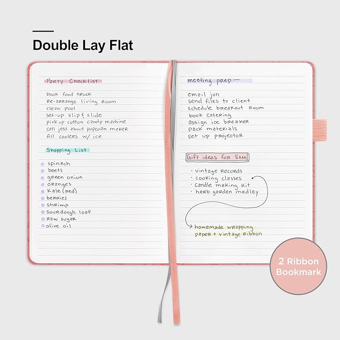&And Per Se Lined Hardcover Notebook – A5 5.7"x8" College Ruled, 160 Pages, 100gsm Thick Paper – Aesthetic Journal for Women, Gift-Ready Planner, Everyday Writing Notebook (Peach Pink)