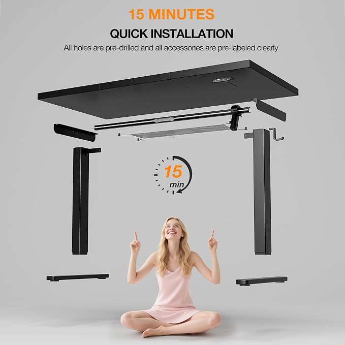 Acrolix Electric Standing Desk, Height Adjustable Home Office Desk with Memory Presets & Cable Management,Black Sit Stand Desk for Work from Home, Ergonomic Computer Desk (40" x 24")