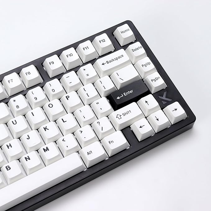 Bow PBT Double Shot Keycap Set,174 Keys White and Black Custom Key Cap Keycaps 60 Percent Cherry Profile Keycaps for 61/64/68/84/87/100/104/108 Mechanical Keyboard