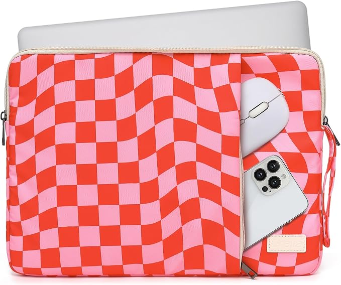 Laptop Sleeve 13.3 inch14 Inch, 15.6inchWater Resistant Traveling Computer Cover with Handle, Shockproof Protective Carrying Laptop Case (Y8-Pink Checker, 16 inch)