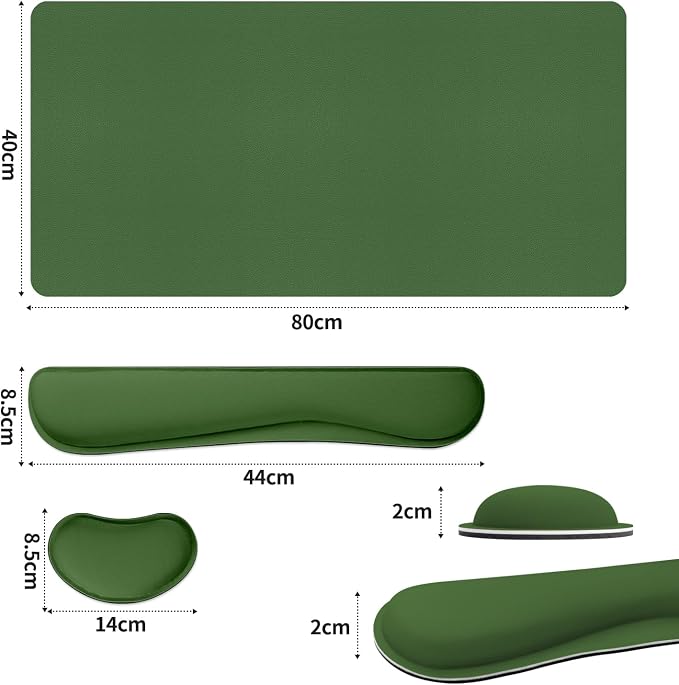 Mouse and Keyboard Pad, 3-in-1 Desk Mat Set, Wrist Rest for Computer Keyboard, Ergonomic Keyboard Wrist Rest Set for Office Home Decor(Olive Green, 31.5" x 15.7")