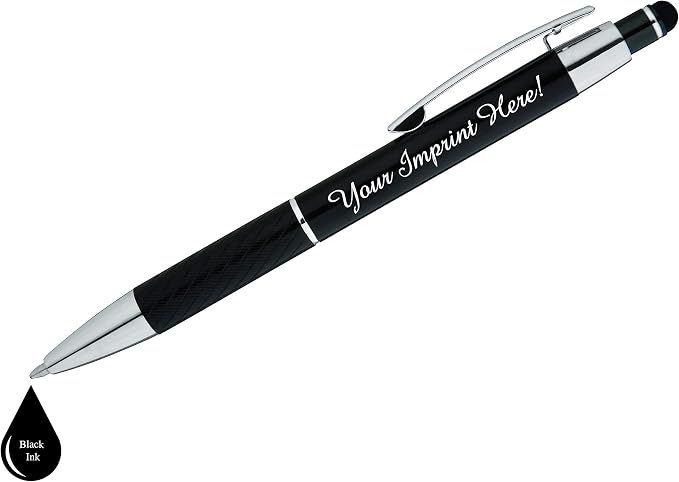 ExpressDesigns™ - Personalized Pens Gift Set - 2 Pack of Metal Pens w/gift box - Luxury Ballpoint Pen Custom Engraved with Name, Logo or Message for Executive, Business or Personal use (Black-Black)