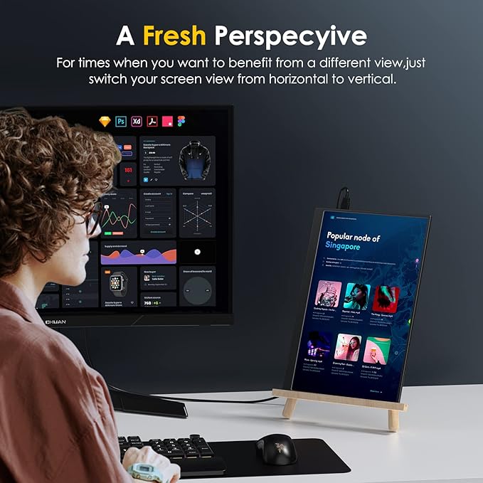 MNN 2.5K Portable Monitor 13.3" 2560x1600P UHD USB-C HDMI Laptop Monitor, 100% sRGB IPS Computer Gaming Display HDR Travel Monitor w/Speakers & Smart Cover for Laptop Xbox PS5 Switch PC Phone