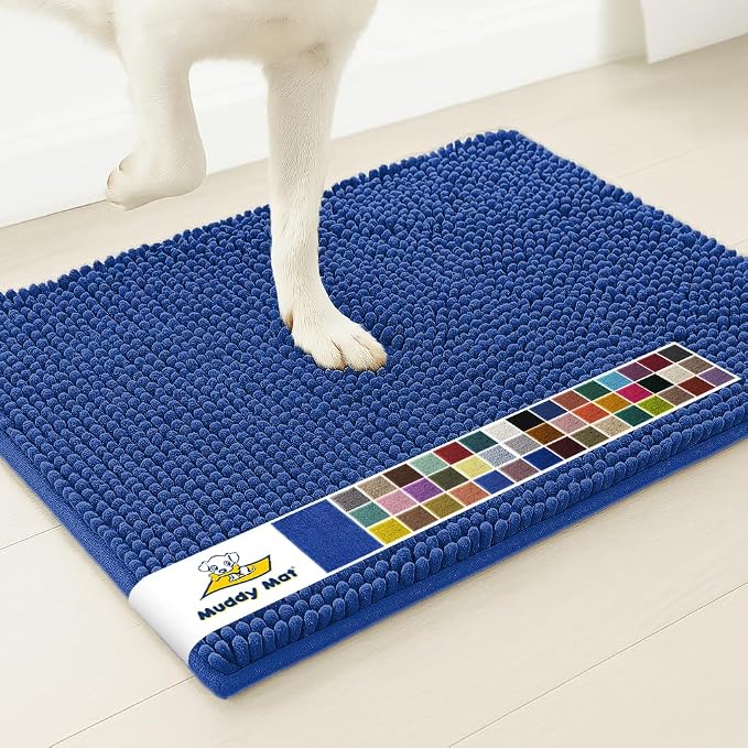 Muddy Mat® | Super Absorbent Door Mat Indoor, Microfiber Quick Dry Chenille Entryway Rug, Non-Slip Front Door Mat, Indoor Mats for Entryway, Machine Washable Pet Rug, Royal Blue 20" x 48"