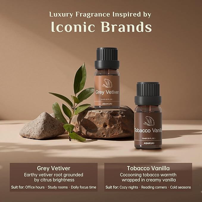 ASAKUKI Men Essential Oils Set for Diffuser, Father's Day Gift for Men– 6×10ml Perfume-Inspired Unisex Fragrance Oils for Diffusers – Elegant, Clean, and Confident Scents