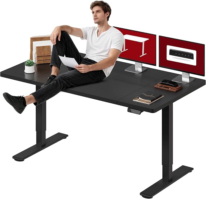 SANODESK Dual Motor Electric Standing Desk 71 x 32 Inches, Height Adjustable Sit Stand Desk with Large Splice Board for Home Office, Computer Workstation, Study & Gaming, Black Frame/Black Top