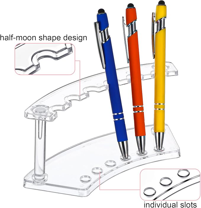 Kifmurase 2Pcs Clear Plastic Pen Holder Stand Display Rack, 6-Slot Pen Display Stands, Acrylic Pencil Holders Eyebrow Pens Stand Makeup Brush Rack Organizer for Home Office Store Desk School Supplies