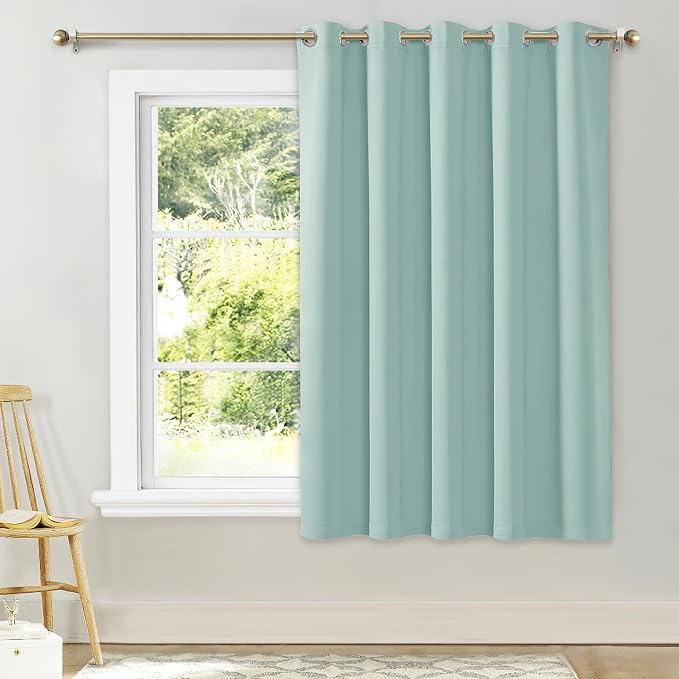 NICETOWN Bedroom Window Blackout Curtain Panel, Aqua Blue, 1 Panel, 70 x 63 inch, Thermal Insulated Blackout Drape/Drapery for Loft, Guestroom