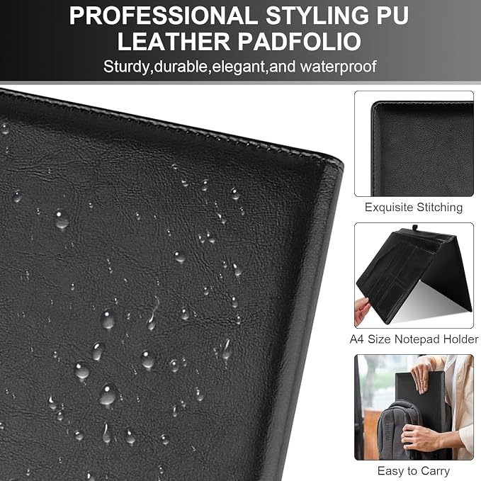 Padfolio Clipboard Folder Portfolio, Faux Leather Storage Clipboard with Cover for Legal Pad Holder Letter Size A4 Writing Pad for Business School Office Conference Notepad Clip Boards