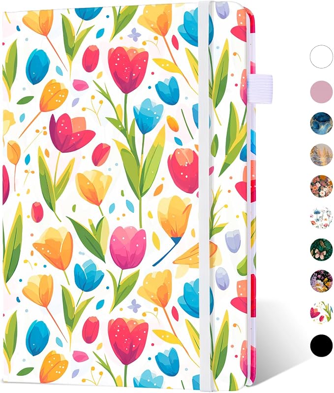 Lined Journal Notebook A5, College Ruled Hardcover Journal for Women, 160 Pages with 100gsm Thick Paper for Writing, Work, Notes & Journaling, Gift for Women, Tulip