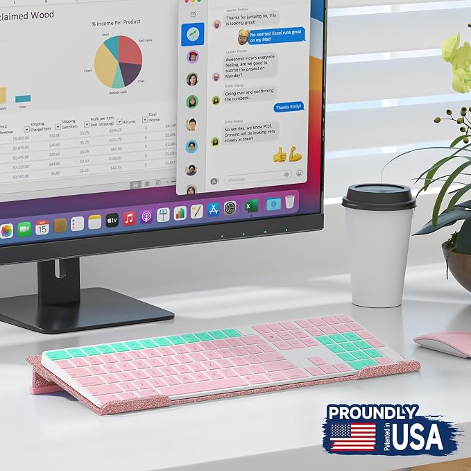 Ergonomic Computer Keyboard Stand - Adjustable Keyboard Riser Tilt Glitter Rose Gold Acrylic Keyboard Tray Non-Slip Elevated Typing Key Board Holder Lift for Home Office Desk Accessories